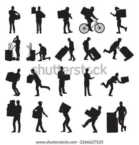 Set courier silhouette vector illustration.