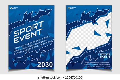 Set cover a4 background for sport event poster with dynamic gradient blue color. Vector layout design template can use for gym promotion, tournament, invitation cup, banner championship, flyer