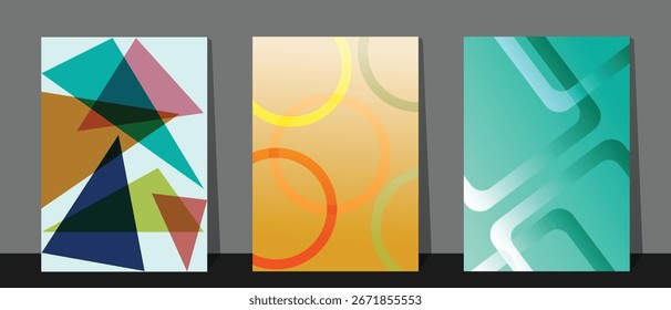 Set of cover in A4 size vector design. Set of modern cover with shape and line. Suit for book cover template, annual report, booklet, proposal, portfolio, brochure, poster, invitation, post card.