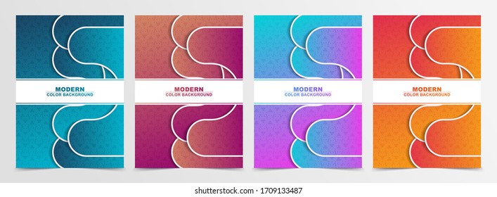 Set of cover Abstract colorful minimal covers pattern design.	