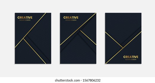 Set of cover background in golden and dark gray