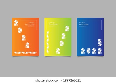 Conjunto de plantillas de fondo de portada para presentaciones, documentos de portada corporativos, empresas, en un estilo minimalista con números de formas geométricas combinadas 2022.