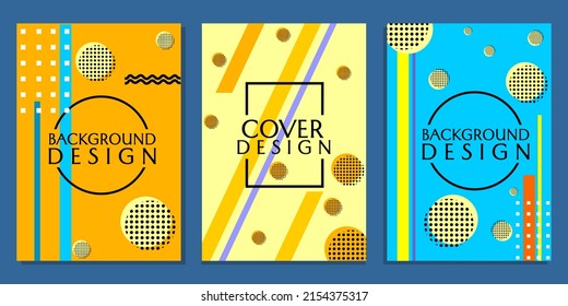 set of cover backgrounds with dynamic line and circle elements. yellow, white and blue color design