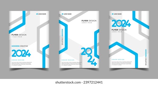 Set of cover book business annual report 2024 template design