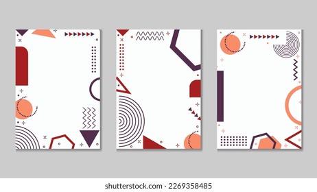 Conjunto de plantillas de carátulas a4. Uso para documentos de portada corporativa, informe anual o folleto. Estilo geométrico Memphis moderno minimalista