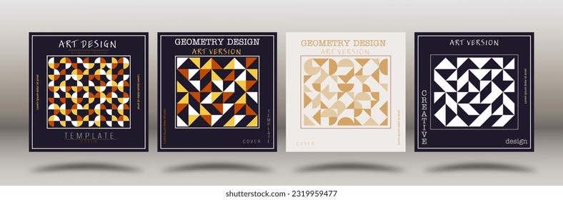 A set of cover, booklet or brochure design templates. The idea of an individual geometric style of interior decoration and creative design. A variant of the corporate corporate identity