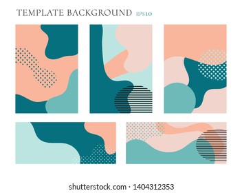 Set of cover brochure and banner web template background. Seamless patterns pastels color. Geometric fluid shapes trendy layout with space for text. Vector illustration