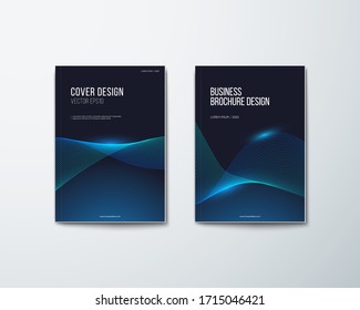 Set of Cover Brochures for Business and Annual Report with Abstract Waves Lines Background. Modern and Clean Design. Vector Illustration.