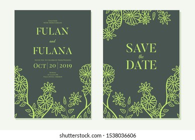 set cover content greeting wedding invitation with beauty abstract floral flower ornament element leaf elegant botanical frame background mockup template vector illustration