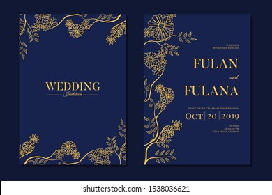 set cover content greeting wedding invitation with beauty abstract floral flower ornament element leaf elegant botanical frame background mockup template vector illustration