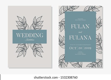set cover content wedding invitation modern vintage retro rustic beauty elegant romantic background texture template with floral flower outline doodle hand drawn leaves vector illustration
