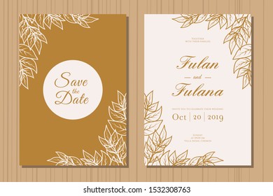 set cover content wedding invitation modern vintage retro rustic beauty elegant romantic background texture template with floral flower outline doodle hand drawn leaves vector illustration