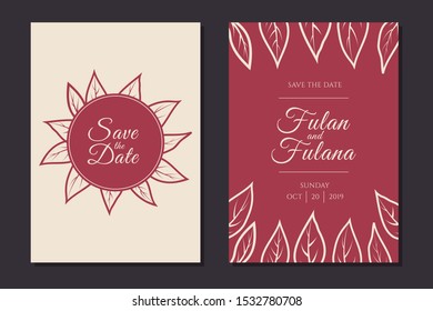 set cover content wedding invitation modern vintage retro rustic beauty elegant romantic background texture template with floral flower outline doodle hand drawn leaves vector illustration