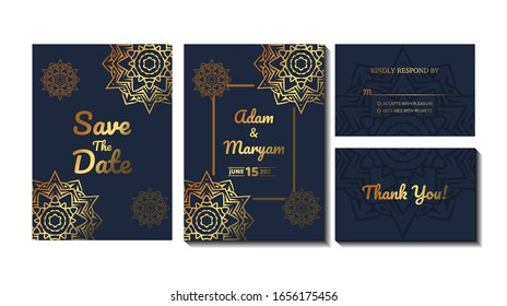 confección de la portada del contenido tarjeta de invitación de boda con mandala, decoración de fondo de marco abstracto adorno maquillaje de bienvenida celebración rústica plantilla vectorial ilustración vectorial