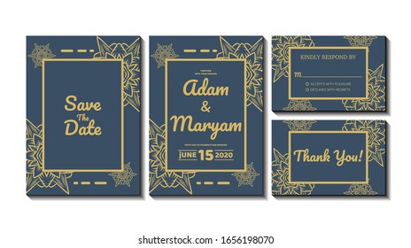 set cover content wedding invitation card with mandala, abstract frame background decoration ornament mockup greeting celebration rustic template vector illustration