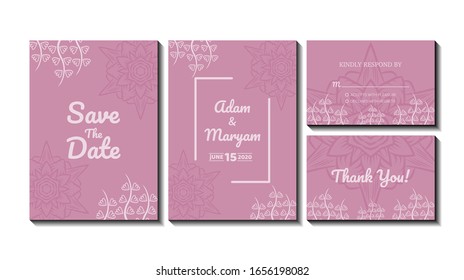 set cover content wedding invitation card with mandala, abstract frame background decoration ornament mockup greeting celebration rustic template vector illustration