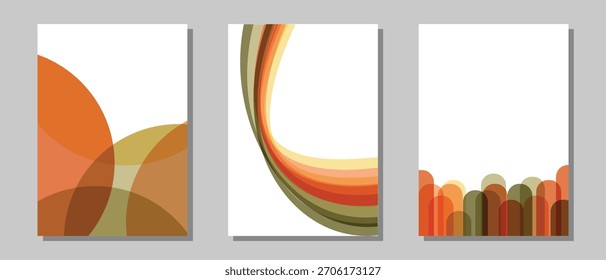 Conjunto de design de tampa em tamanho A4. Projeto de vetor de fundo abstrato laranja. Terno para relatório anual, convite, prêmio, cartaz e outros