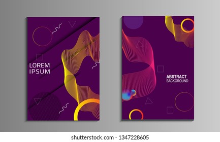 Set of cover design with abstract, Fluid shapes composition with trendy gradient