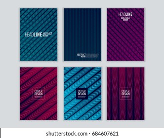 Set of cover design with background of geometric lines. Modern design