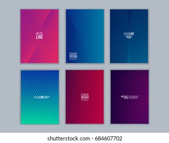 Set of cover design with background of geometric lines. Modern design