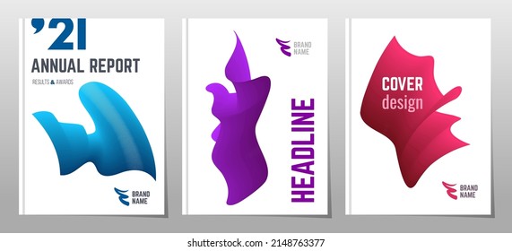 Set of cover design brochure, abstract title page templates, waving style graphic elements, vector illustration
