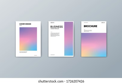 Set of cover design brochures for business and annual report with holographic background. Vector Illustration.