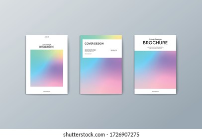 Set of cover design brochures for business and annual report with holographic background. Vector Illustration.