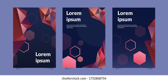 conjunto de diseño de cubierta de fondo oscuro y forma colorida. Afiches de diseño futurista, antecedentes, afiche, folleto y plantilla de publicación en medios sociales. Vector eps 10. 