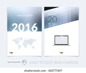 Set of Cover design, flyer, leaflet, with grey modern abstract geometric background with triangles for business, technology and science layout . Brochure template with digital pixel mosaic.
