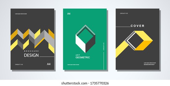 Set of Cover Design with Geometric style. Abstract modern Shape. vector illustration