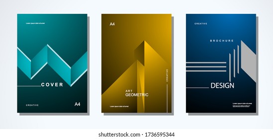 Conjunto de diseño de portada con estilo geométrico. Resumen Forma moderna. ilustración vectorial