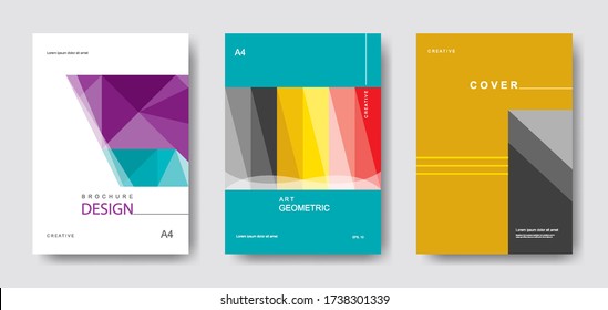 Conjunto de diseño de portada con estilo geométrico. Resumen Forma moderna. ilustración vectorial