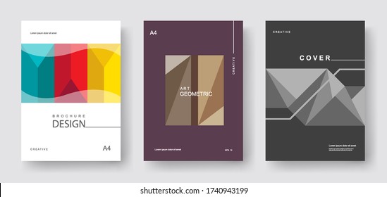 Conjunto de diseño de portada con estilo geométrico. Resumen Forma moderna. ilustración vectorial