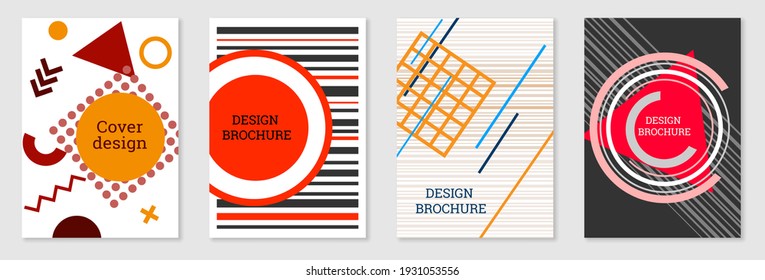 Diseño de portada al estilo Memphis. Diseño geométrico, fondo abstracto. Portada moderna y brillante, pancarta, afiche, folleto. Colores creativos. Vector