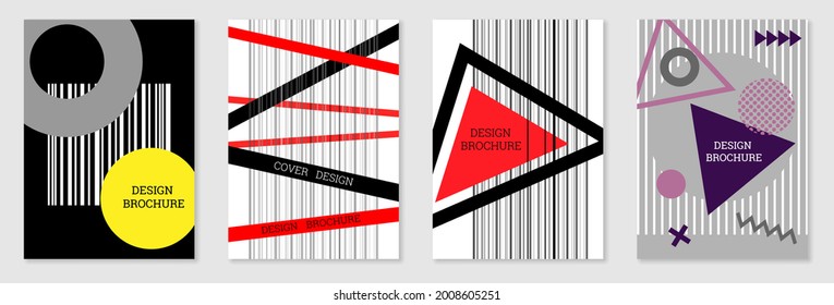 Diseño de portada al estilo Memphis. Diseño geométrico, fondo abstracto. Portada moderna y brillante, pancarta, afiche, folleto. Colores creativos.