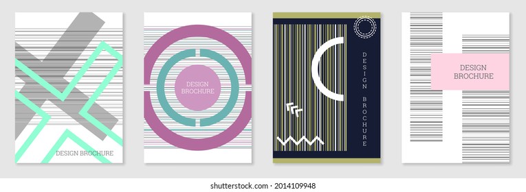 Cover-Design im Memphis-Stil. Geometrisches Design, abstrakter Hintergrund. Modisch helles Cover, Banner, Poster, Broschüre. Kreative Farben.
