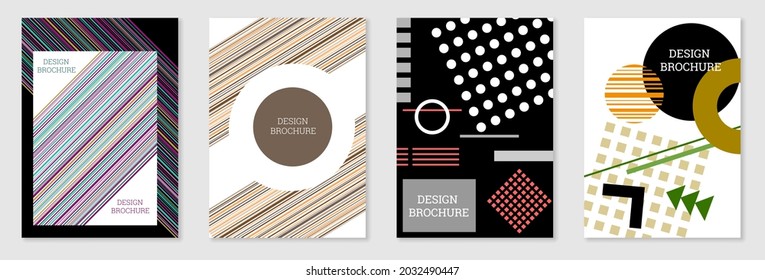 Diseño de portada al estilo Memphis. Diseño geométrico, fondo abstracto. Portada moderna y brillante, pancarta, afiche, folleto. Colores creativos.