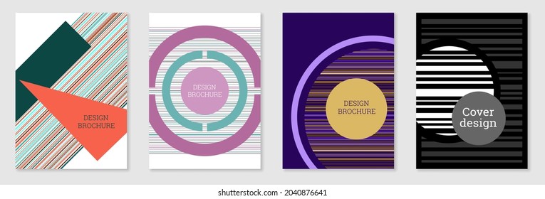 Diseño de portada al estilo Memphis. Diseño geométrico, fondo abstracto. Portada moderna y brillante, pancarta, afiche, folleto. Colores creativos.