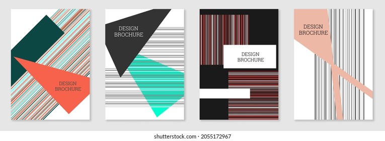 Set of cover design in Memphis style. Geometric design, abstract background. Fashionable bright cover, banner, poster, booklet. Creative colors.
