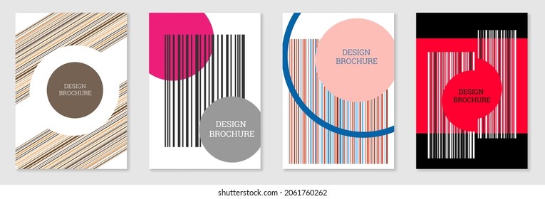 Set of cover design in Memphis style. Geometric design, abstract background. Fashionable bright cover, banner, poster, booklet. Creative colors.