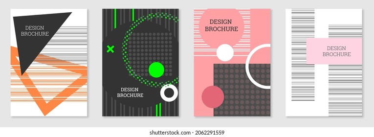 Diseño de portada al estilo Memphis. Diseño geométrico, fondo abstracto. Portada moderna y brillante, pancarta, afiche, folleto. Colores creativos.