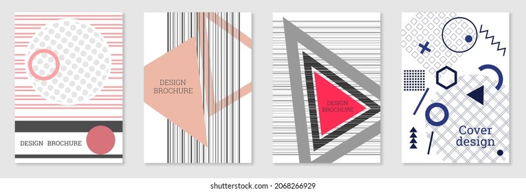 Diseño de portada al estilo Memphis. Diseño geométrico, fondo abstracto. Portada moderna y brillante, pancarta, afiche, folleto. Colores creativos.