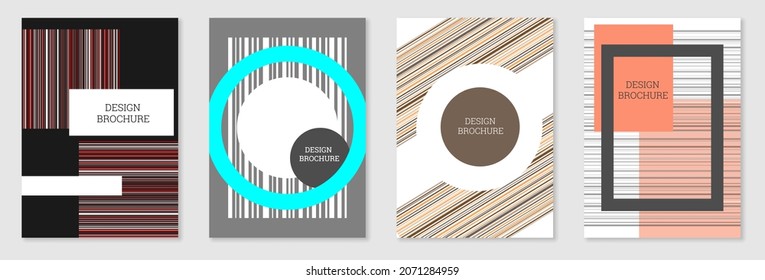 Set of cover design in Memphis style. Geometric design, abstract background. Fashionable bright cover, banner, poster, booklet. Creative colors.