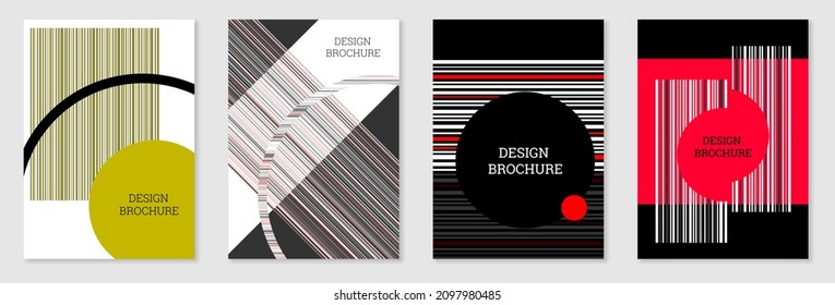 Set of cover design in Memphis style. Geometric design, abstract background. Fashionable bright cover, banner, poster, booklet. Creative colors.