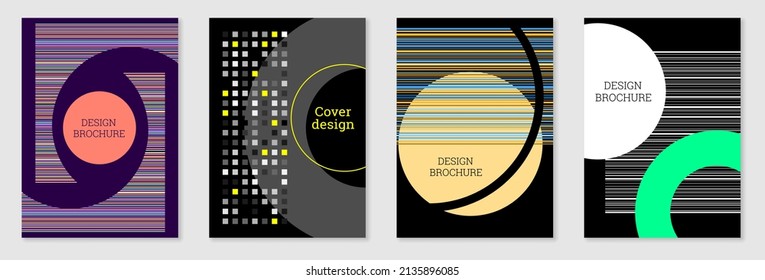 Diseño de portada al estilo Memphis. Diseño geométrico, fondo abstracto. Portada moderna y brillante, pancarta, afiche, folleto. Colores creativos.