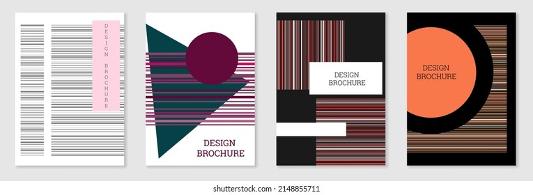 Set of cover design in Memphis style. Geometric design, abstract background. Fashionable bright cover, banner, poster, booklet. Creative colors.