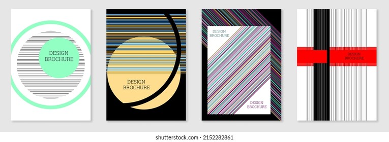 Set of cover design in Memphis style. Geometric design, abstract background. Fashionable bright cover, banner, poster, booklet. Creative colors.