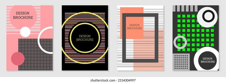 Diseño de portada al estilo Memphis. Diseño geométrico, fondo abstracto. Portada moderna y brillante, pancarta, afiche, folleto. Colores creativos.