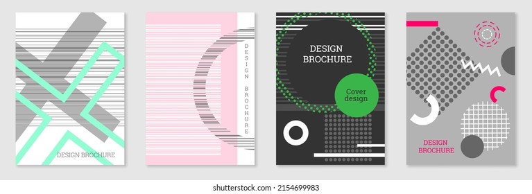 Diseño de portada al estilo Memphis. Diseño geométrico, fondo abstracto. Portada moderna y brillante, pancarta, afiche, folleto. Colores creativos.