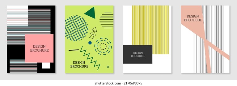 Diseño de portada al estilo Memphis. Diseño geométrico, fondo abstracto. Portada moderna y brillante, pancarta, afiche, folleto. Colores creativos.